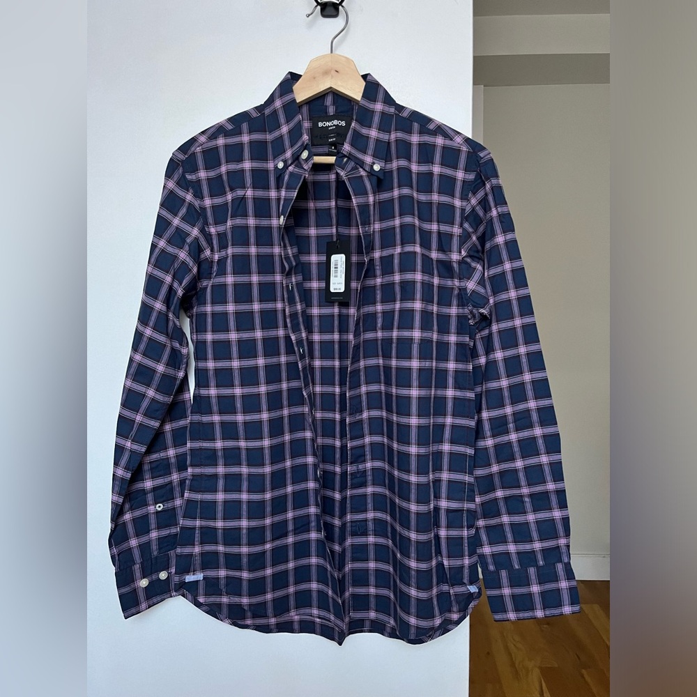 Bonobos Men’s NWT Plaid Checkered Button down shirt Slim Fit size S